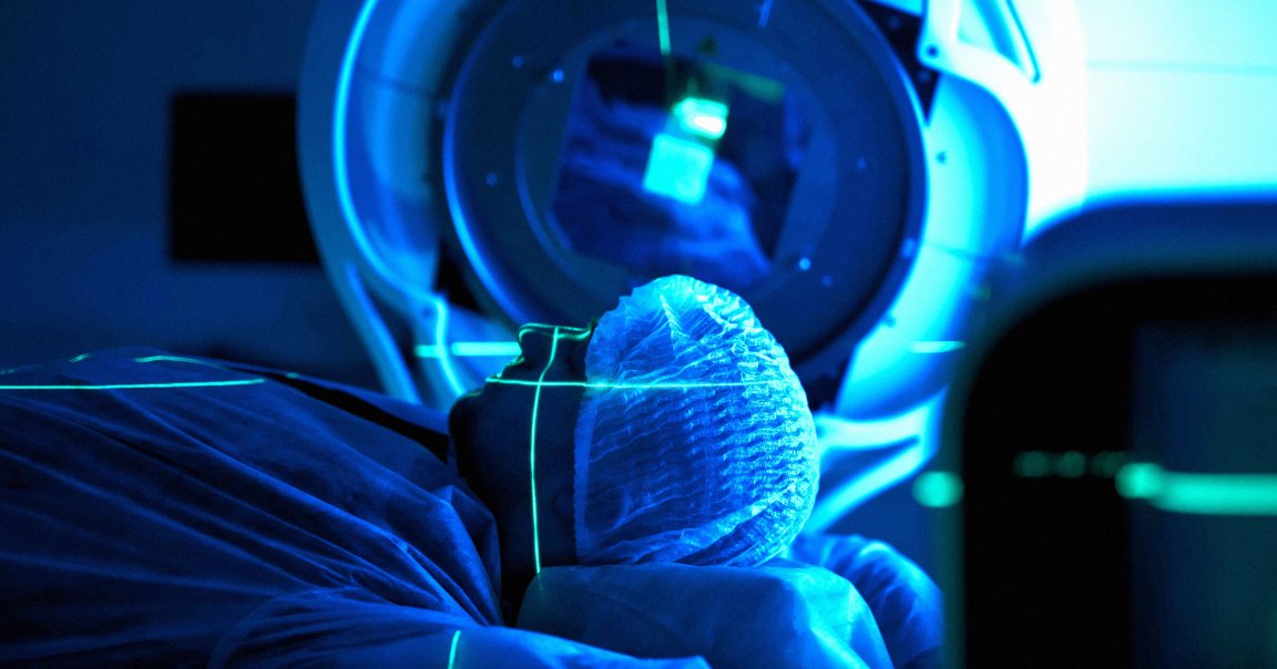 A patient undergoing radiation therapy.