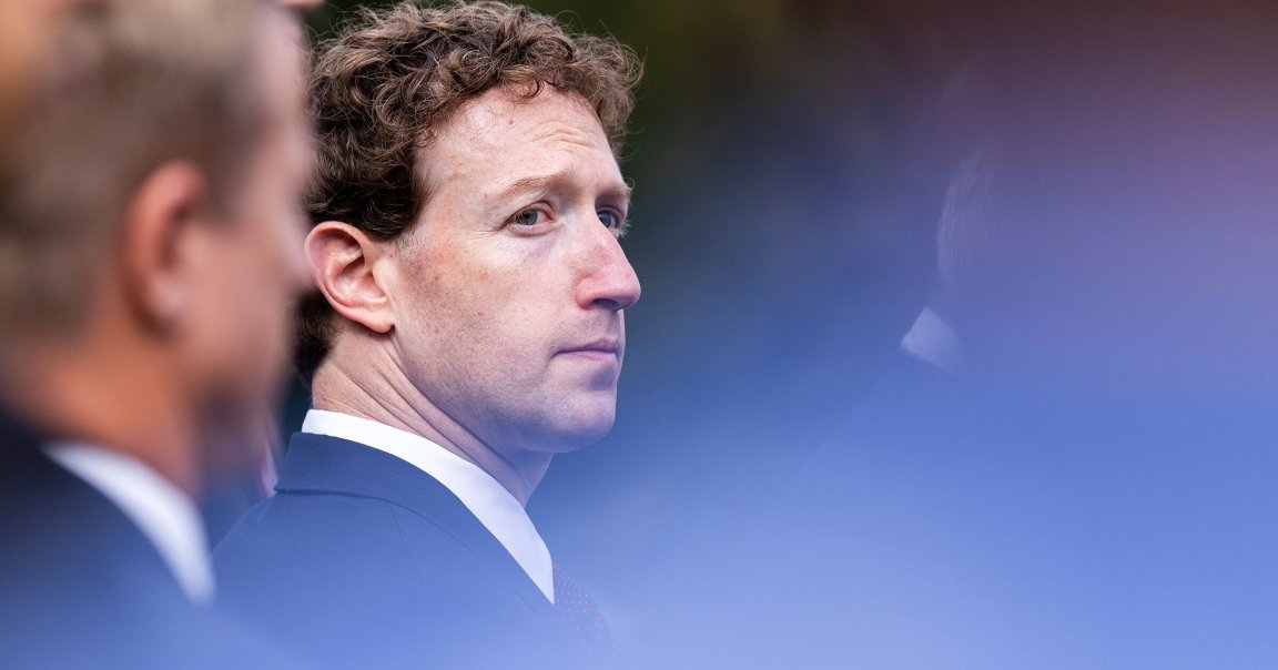 CEO of Meta Platforms Mark Zuckerberg attends a press briefing held by US President Donald Trump.