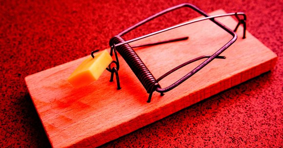A color-treated photo of a mouse trap.