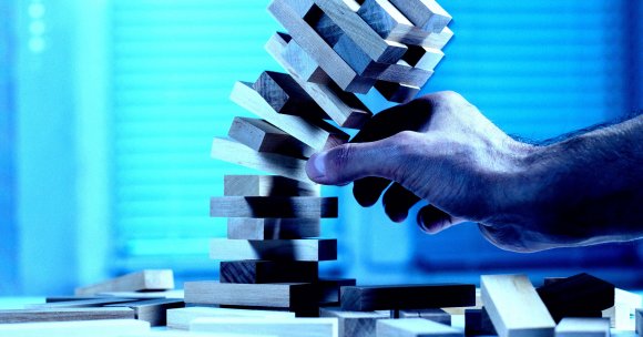 A Jenga power that's starting to collapse.