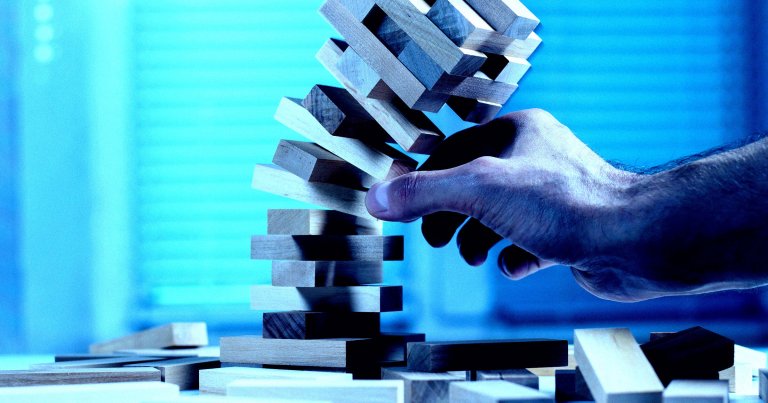 A Jenga power that's starting to collapse.