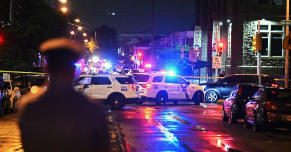 Police work the scene of a shooting on July 3, 2023 in Philadelphia, Pennsylvania.