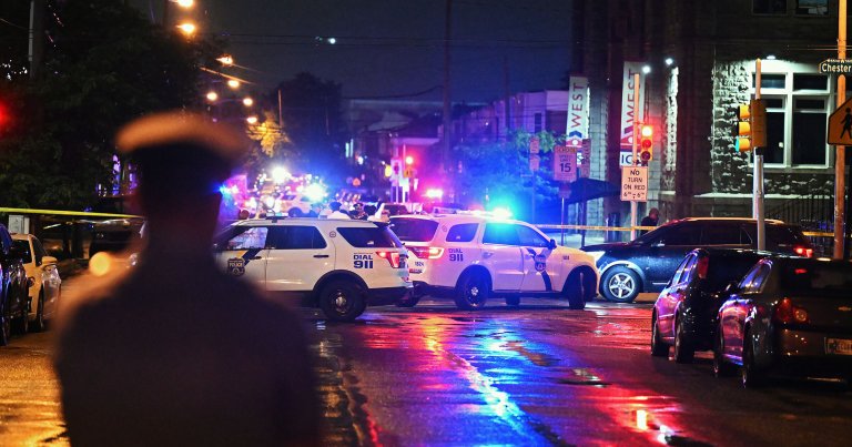 Police work the scene of a shooting on July 3, 2023 in Philadelphia, Pennsylvania.