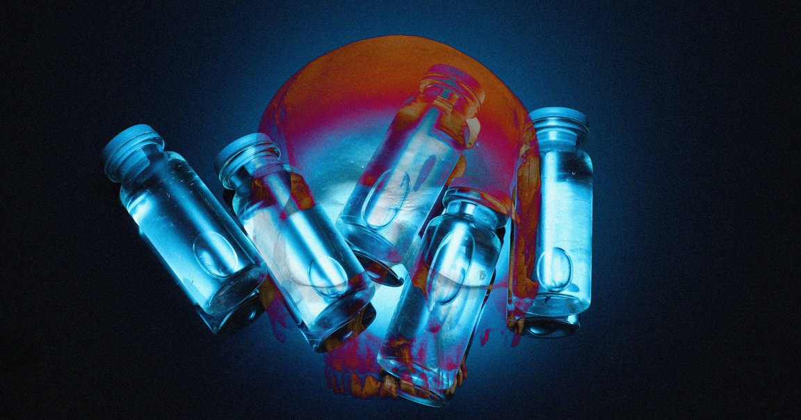 Vials with an overlaid skull.