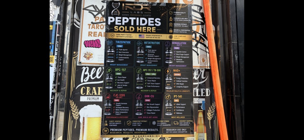 A photo shows an NYC bodega selling "peptides."