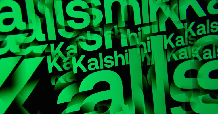 The Kalshi prediction market platform logo displays on a computer screen.