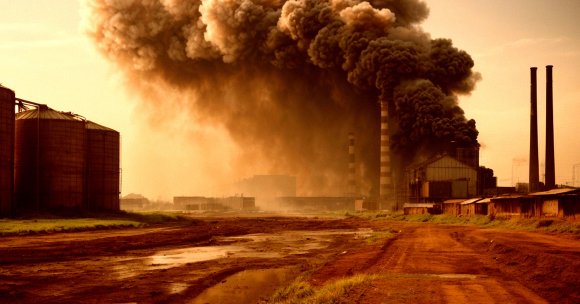 A factory releasing emissions.