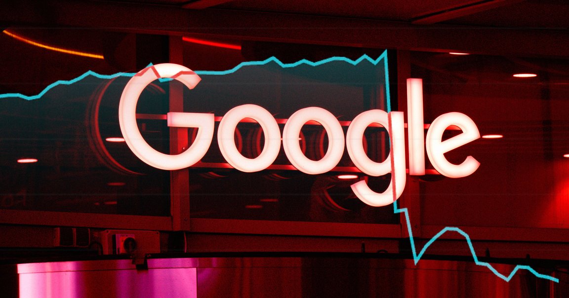 A photo illustration of a sign at Google's offices.