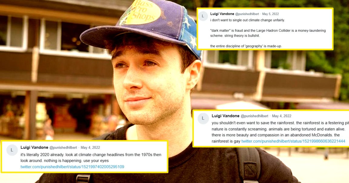 A photo illustration of former Anthropic employee Jacob Coxon and older tweets that have been linked to him.