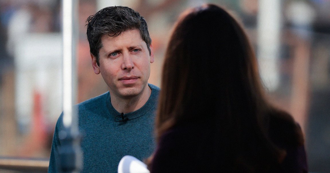Open AI CEO Sam Altman does a television interview with CNBC's Kate Rooney.