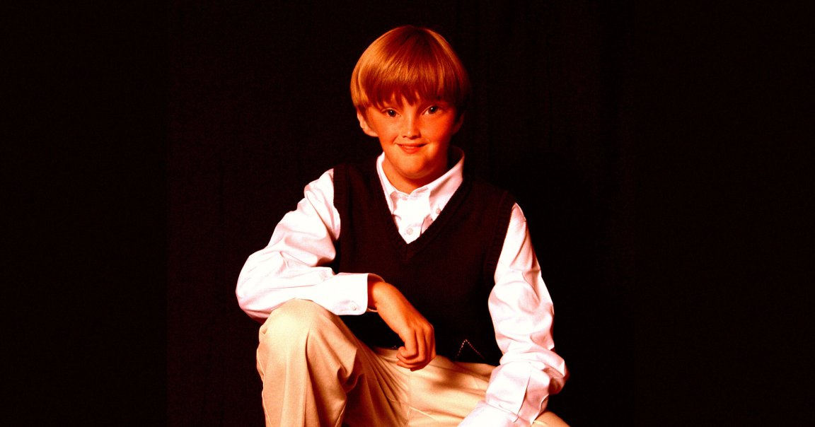 A treated photo of a child's school photo.