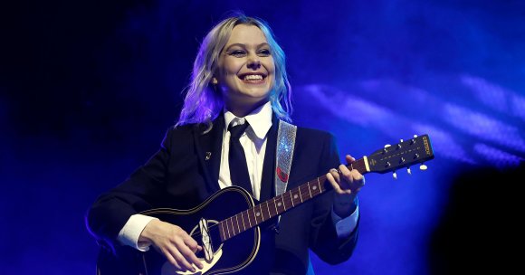 Phoebe Bridgers of Boygenius performs at the Outdoor Theatre.