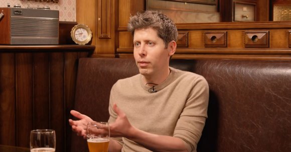 OpenAI CEO Sam Altman being interviewed.