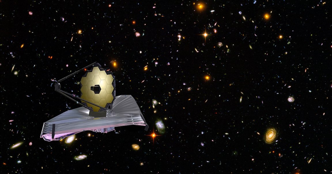 A photo illustration of the James Webb Space Telescope.