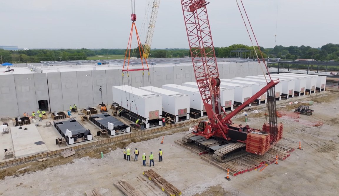 A photo shows an AI data center under construction in Texas.