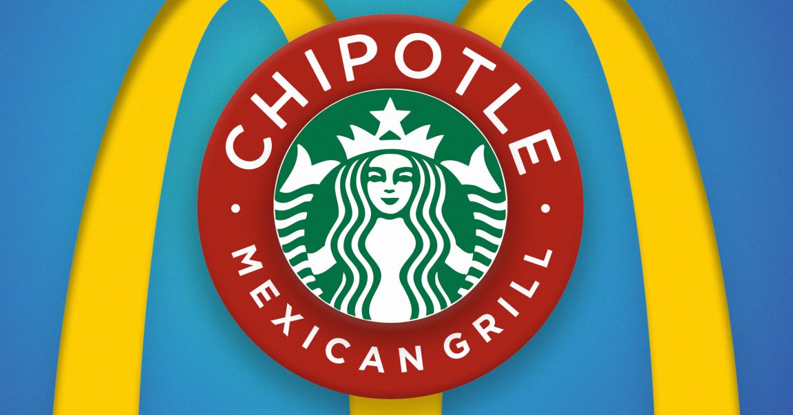 A photo illustration of US food chain  logos.