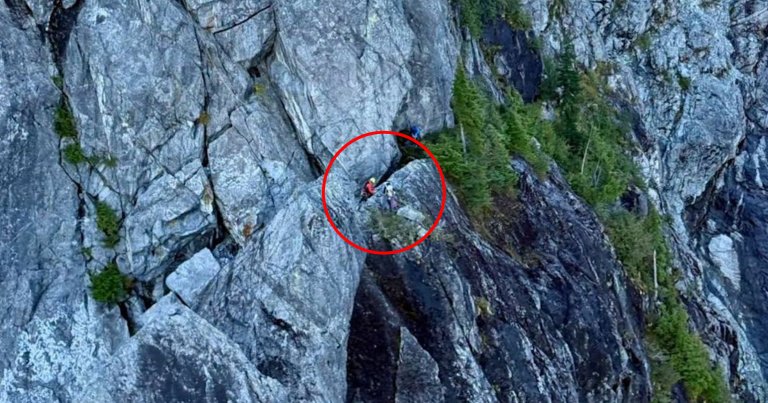 A photo of a mountain rescue in BC.