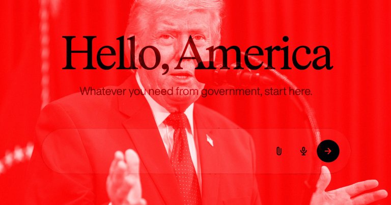 A photo illustration of the White House's new AI chatbot.