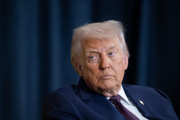 A photo shows US president Donald Trump in Davos, Switzerland.