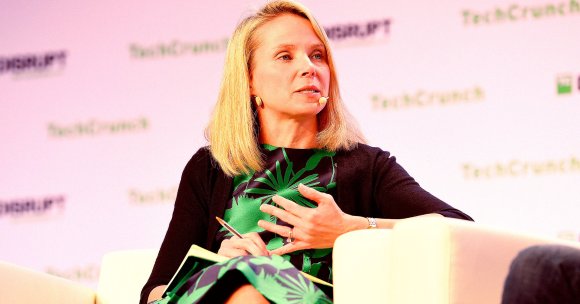 Marissa Mayer speaks onstage during TechCrunch Disrupt.